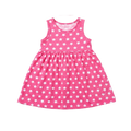 Hot Pink White Star Print Sleeveless Dress for Girls - flat lay on white background