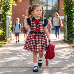 Red Plaid Bow Dress