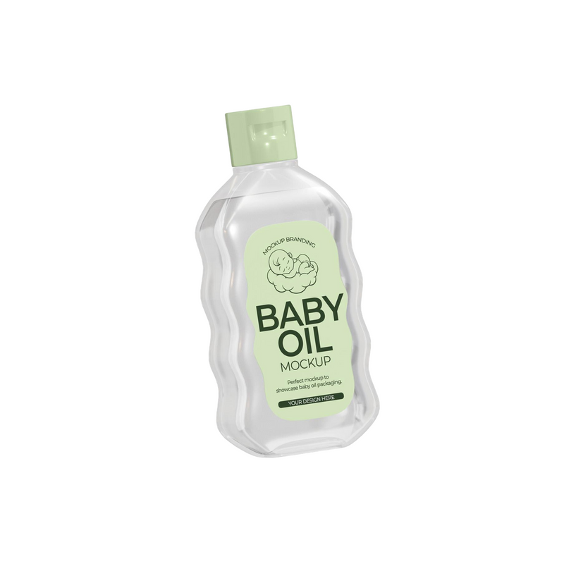 Baby Oil bottle with gentle green label