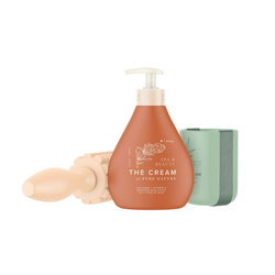 Spa & Beauty The Cream of Pure Nature set with pump bottle, massage tool and green jar