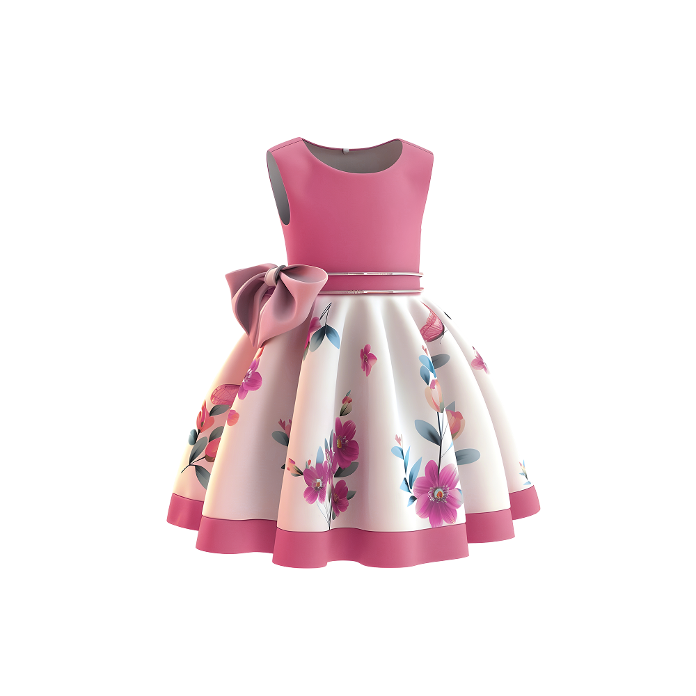 Girls Floral Bow Party Dress - Lifestyle