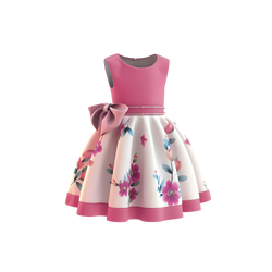 Girls Floral Bow Party Dress - Lifestyle