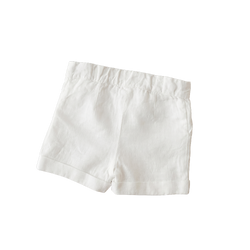 White Linen Shorts for Baby Boys - flat lay