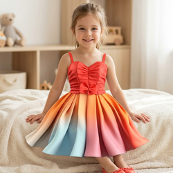 Sunset Rainbow Bow Dress