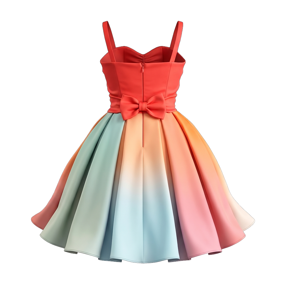 Sunset Rainbow Bow Dress