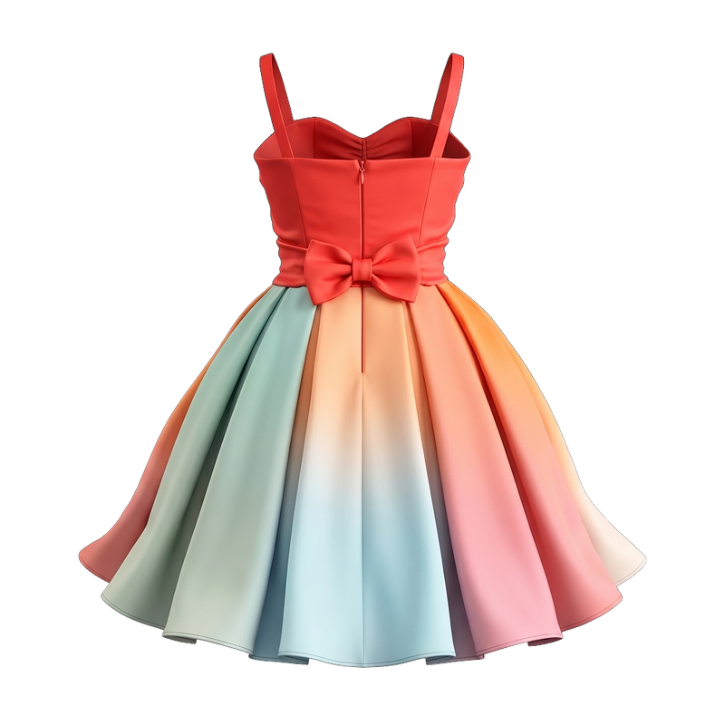 Sunset Rainbow Bow Dress
