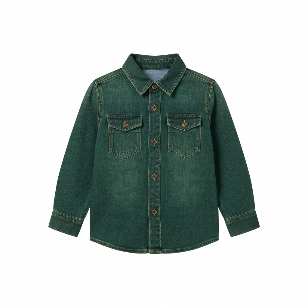 Green denim shirt product image