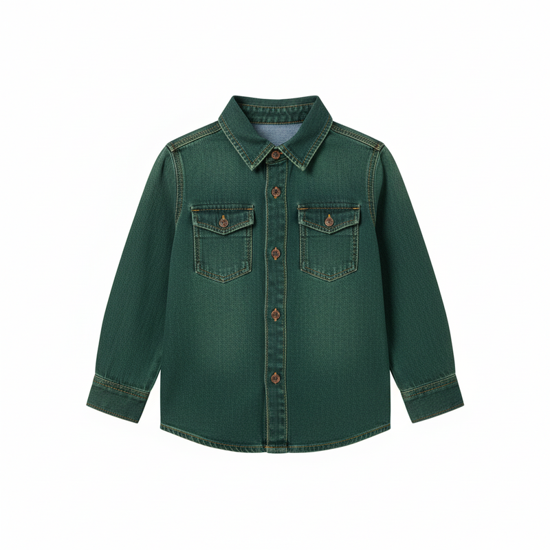 Green denim shirt product image