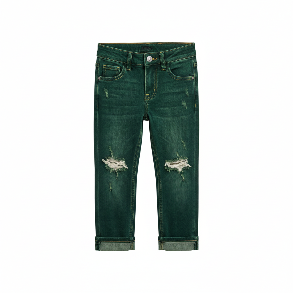 Green distressed jeans product image