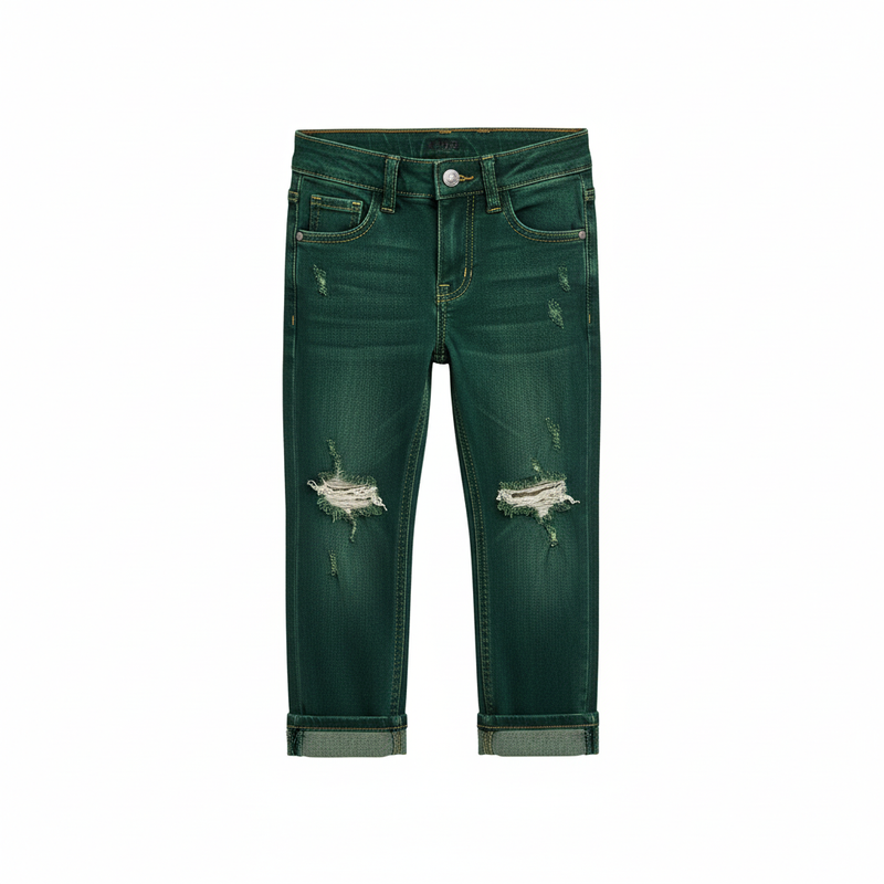 Green distressed jeans product image