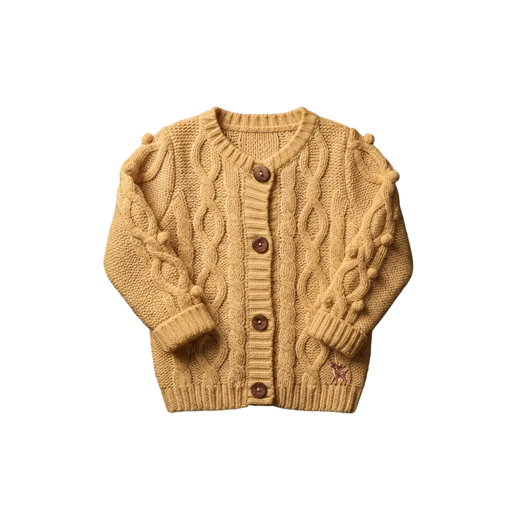 Heirloom Knit Cardigan in warm butter yellow, square product image