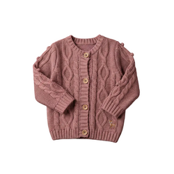 Heirloom Knit Cardigan in dusty rose pink, square product image