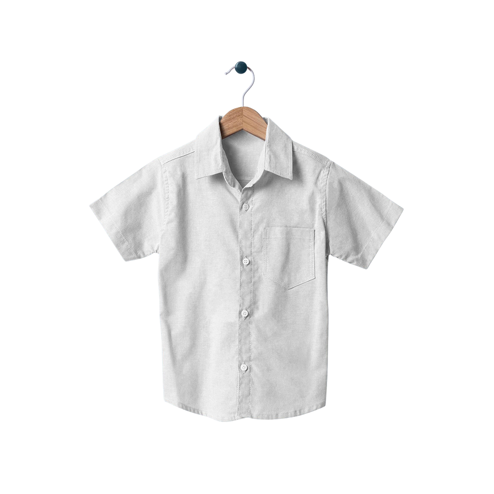 White Classic Cotton Shirt for Boys - flat lay on hanger, white background