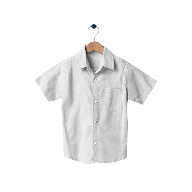 White Classic Cotton Shirt for Boys - flat lay on hanger, white background