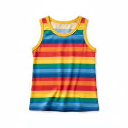 Rainbow Stripe Tank Top - Yellow Trim