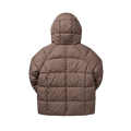 Taupe Quilted Hooded Puffer Jacket for Girls - back view flat lay on white background