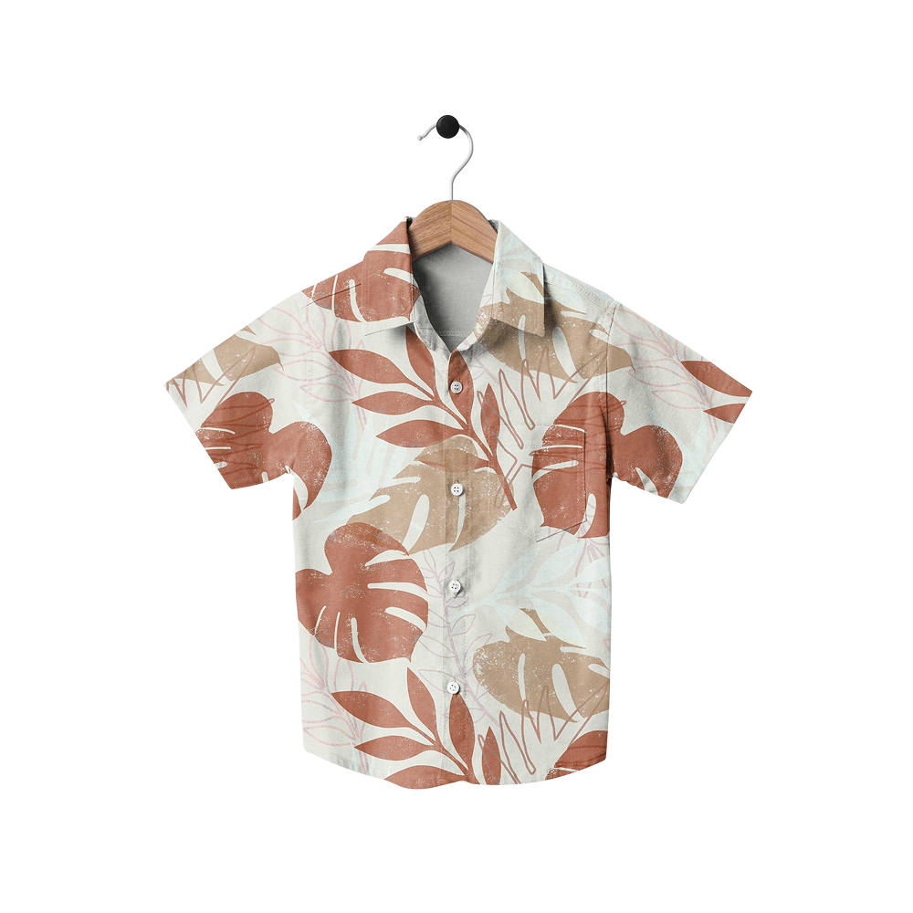 Tropical Leaf Print Short Sleeve Shirt