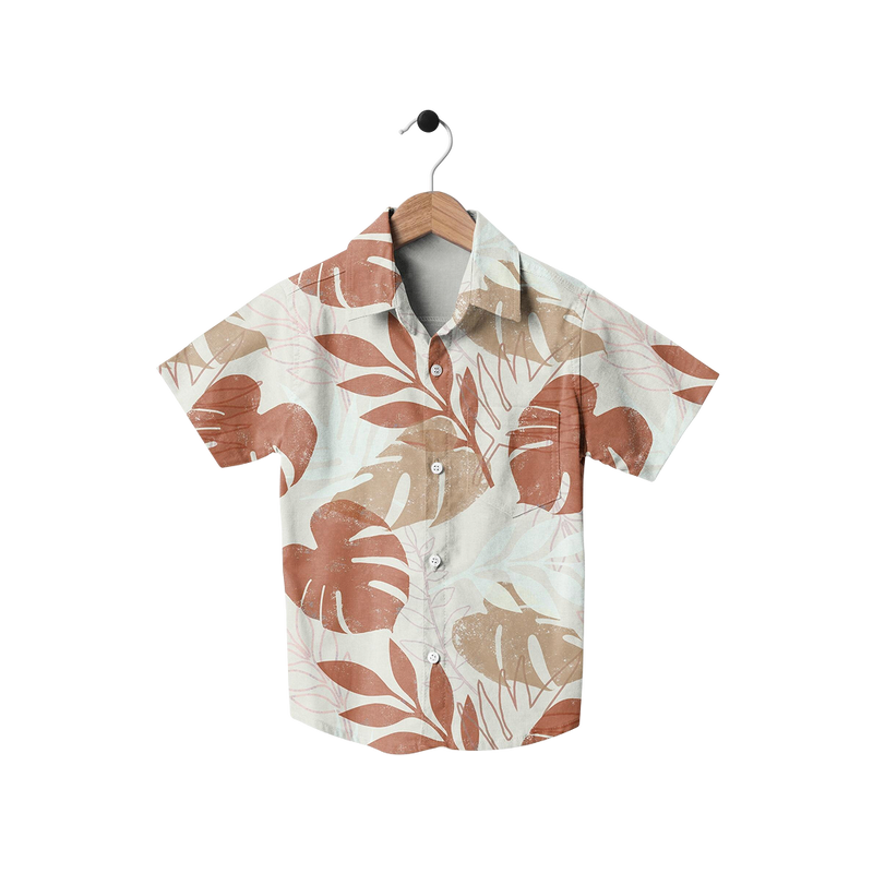 Tropical Leaf Print Short Sleeve Shirt