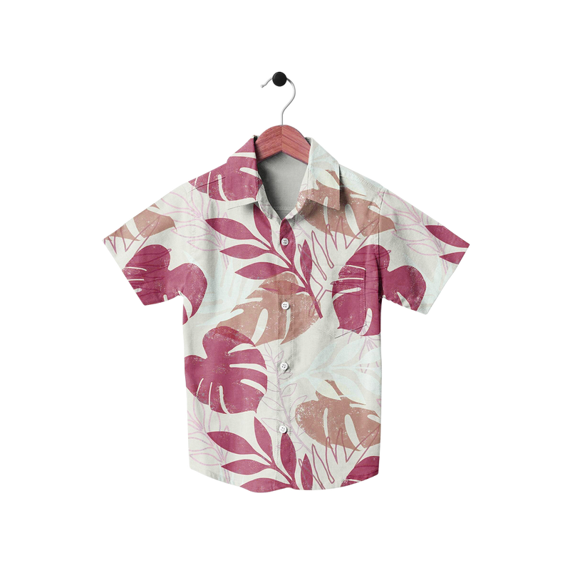 Tropical Leaf Print Short Sleeve Shirt