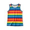 Rainbow Stripe Tank Top for Kids - Teal Trim flat lay on white background
