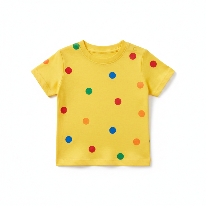 Yellow Rainbow Polka Dot T-Shirt for Baby & Toddler